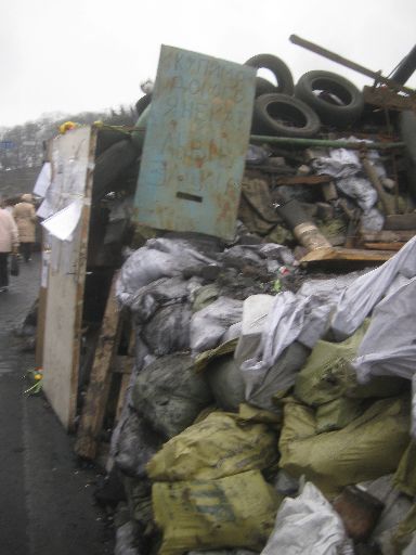 A barricade up close