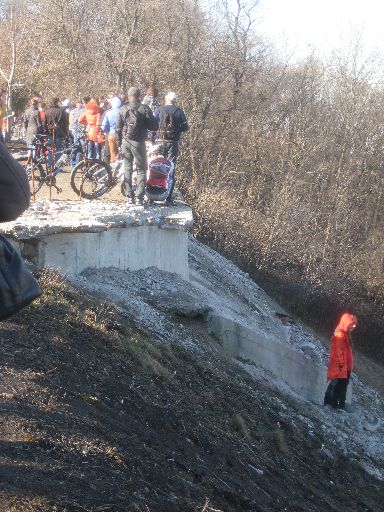 Bikers contemplating going over the edge